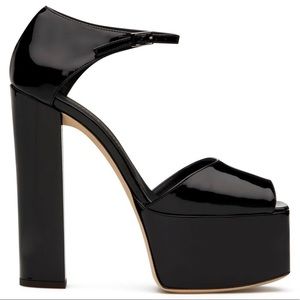 Giuseppe Zanotti Bebe peep toe platform sandals in black leather. New. 38 size